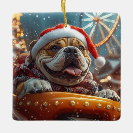 Bullmastiff Hondenroller Onderzetter Kerst Keramisch Ornament (Voorkant)