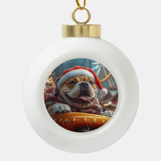 Bullmastiff Hondenroller Onderzetter Kerst Keramische Bal Ornament (Voorkant)