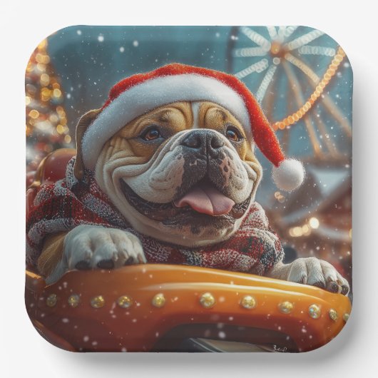 Bullmastiff Hondenroller Onderzetter Kerst Papieren Bordje (Voorkant)