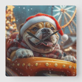 Bullmastiff Hondenroller Onderzetter Kerst Vierkante Klok (Voorkant)