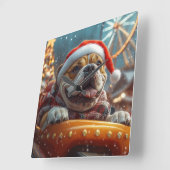 Bullmastiff Hondenroller Onderzetter Kerst Vierkante Klok (Hoek)