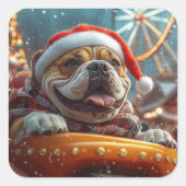 Bullmastiff Hondenroller Onderzetter Kerst Vierkante Sticker (Voorkant)