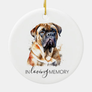 Bullmastiff huisdier hond waterverf Kerstmis Keramisch Ornament