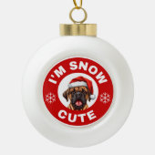 Bullmastiff Ik ben Sneeuw Schattige Keramische Bal Ornament (Voorkant)