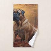 Bullmastiff in herfstbladeren Herfst Inspire Bad Handdoek (Handdoek)