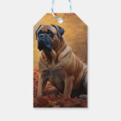 Bullmastiff in herfstbladeren Herfst Inspire Cadeaulabel (Achterkant)