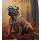 Bullmastiff in herfstbladeren Herfst Inspire Douchegordijn (Voorkant)