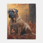 Bullmastiff in herfstbladeren Herfst Inspire Fleece Deken (Voorkant)