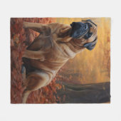 Bullmastiff in herfstbladeren Herfst Inspire Fleece Deken (Voorkant (Horizontaal))