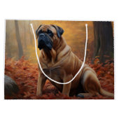 Bullmastiff in herfstbladeren Herfst Inspire Groot Cadeauzakje (Achterkant)