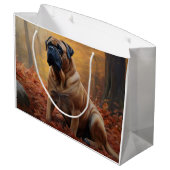 Bullmastiff in herfstbladeren Herfst Inspire Groot Cadeauzakje (Achterkant Gekanteld)