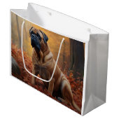 Bullmastiff in herfstbladeren Herfst Inspire Groot Cadeauzakje (Voorkant Gekanteld)