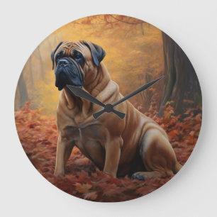 Bullmastiff in herfstbladeren Herfst Inspire Grote Klok
