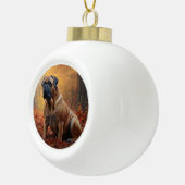 Bullmastiff in herfstbladeren Herfst Inspire Keramische Bal Ornament (Rechts)