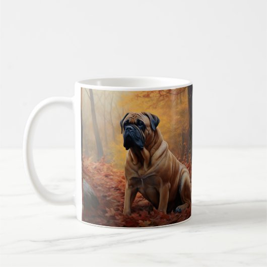 Bullmastiff in herfstbladeren Herfst Inspire Koffiemok (Links)