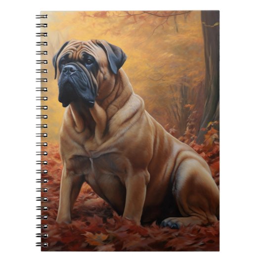 Bullmastiff in herfstbladeren Herfst Inspire Notitieboek (Voorkant)
