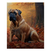 Bullmastiff in herfstbladeren Herfst Inspire Perfect Poster (Voorkant)