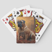 Bullmastiff in herfstbladeren Herfst Inspire Pokerkaarten (Achterkant)