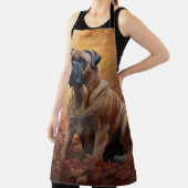 Bullmastiff in herfstbladeren Herfst Inspire Schort (Insitu)