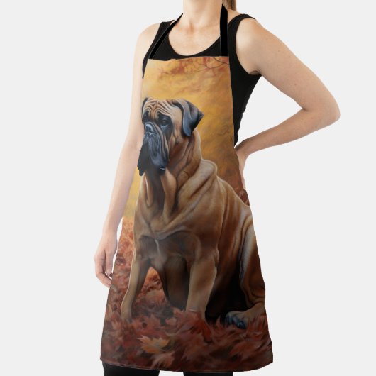 Bullmastiff in herfstbladeren Herfst Inspire Schort (Insitu)