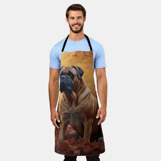 Bullmastiff in herfstbladeren Herfst Inspire Schort (Gedragen)