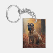 Bullmastiff in herfstbladeren Herfst Inspire Sleutelhanger (Voorkant Links)