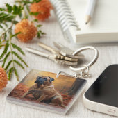 Bullmastiff in herfstbladeren Herfst Inspire Sleutelhanger (Voorkant Rechts)
