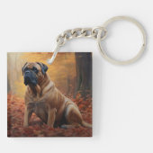 Bullmastiff in herfstbladeren Herfst Inspire Sleutelhanger (Achterkant)