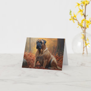 Bullmastiff in Herfstbladeren laten vallen Inspire Kaart
