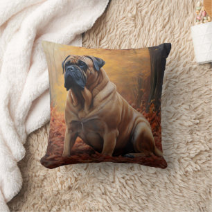 Bullmastiff in Herfstbladeren laten vallen Inspire Kussen