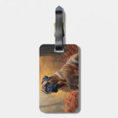 Bullmastiff in herfstbladeren valt inspireren bagagelabel (Achterkant verticaal)