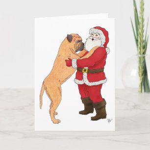 Bullmastiff Jowly kerstgroet Feestdagen Kaart