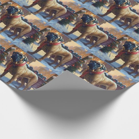 Bullmastiff Kerst Feestelijke Periode Cadeaupapier (Hoek)