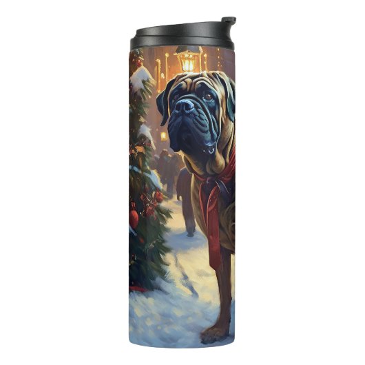 Bullmastiff Kerst Feestelijke Periode Thermosbeker (Gedraaid links)