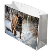 Bullmastiff Kerst met Sneeuw Kerstmis Groot Cadeauzakje (Achterkant Gekanteld)