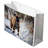 Bullmastiff Kerst met Sneeuw Kerstmis Groot Cadeauzakje (Voorkant Gekanteld)
