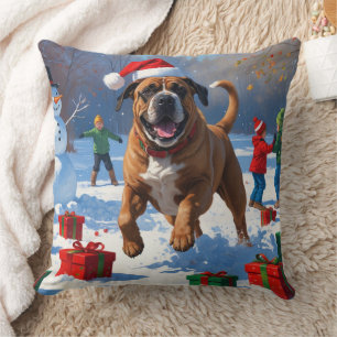 Bullmastiff Kerst Sneeuwlandschap Kussen