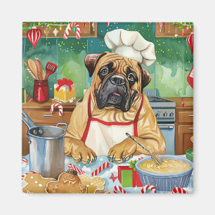 Bullmastiff Kerstbakfeest: Feestelijke Kerstmis Magneet