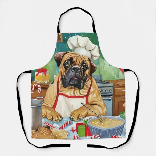 Bullmastiff Kerstbakfeest: Festieve Kerstmis Schort (Voorkant)