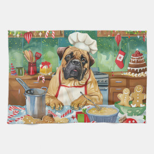 Bullmastiff Kerstbakken: Feestelijke Kerstmis Theedoek