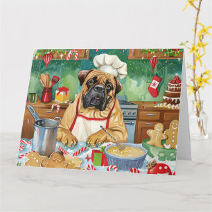 Bullmastiff Kerstbakken: Festive Kerstmis Kaart