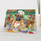 Bullmastiff Kerstbakken: Festive Kerstmis Kaart (Voorkant)