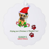Bullmastiff kerstcadeautjes ornament kaart (Achterkant)