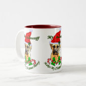 Bullmastiff kerstcadeautjes tweekleurige koffiemok (Voorkant links)