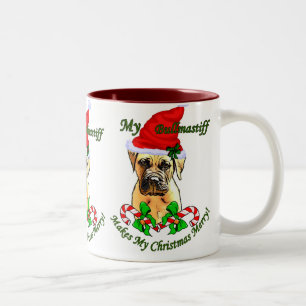 Bullmastiff kerstcadeautjes tweekleurige koffiemok