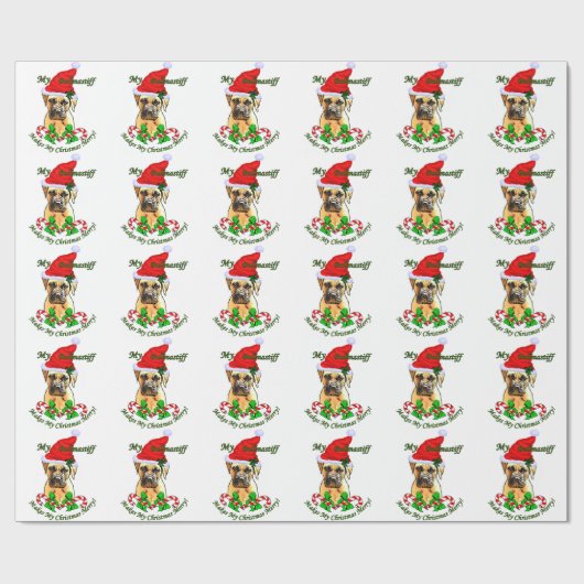 Bullmastiff kerstfeest cadeaupapier (Vlak)
