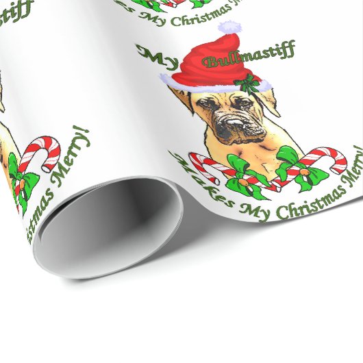 Bullmastiff kerstfeest cadeaupapier (Rol Hoek)