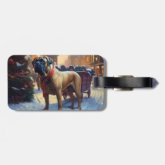 Bullmastiff Kerstfeest Seizoen Bagagelabel (Achterkant horizontaal)