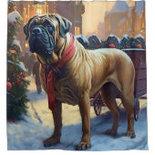 Bullmastiff Kerstfeest Seizoen Douchegordijn (Voorkant)