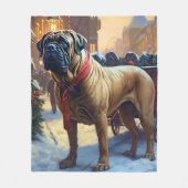 Bullmastiff Kerstfeest Seizoen Fleece Deken (Voorkant)